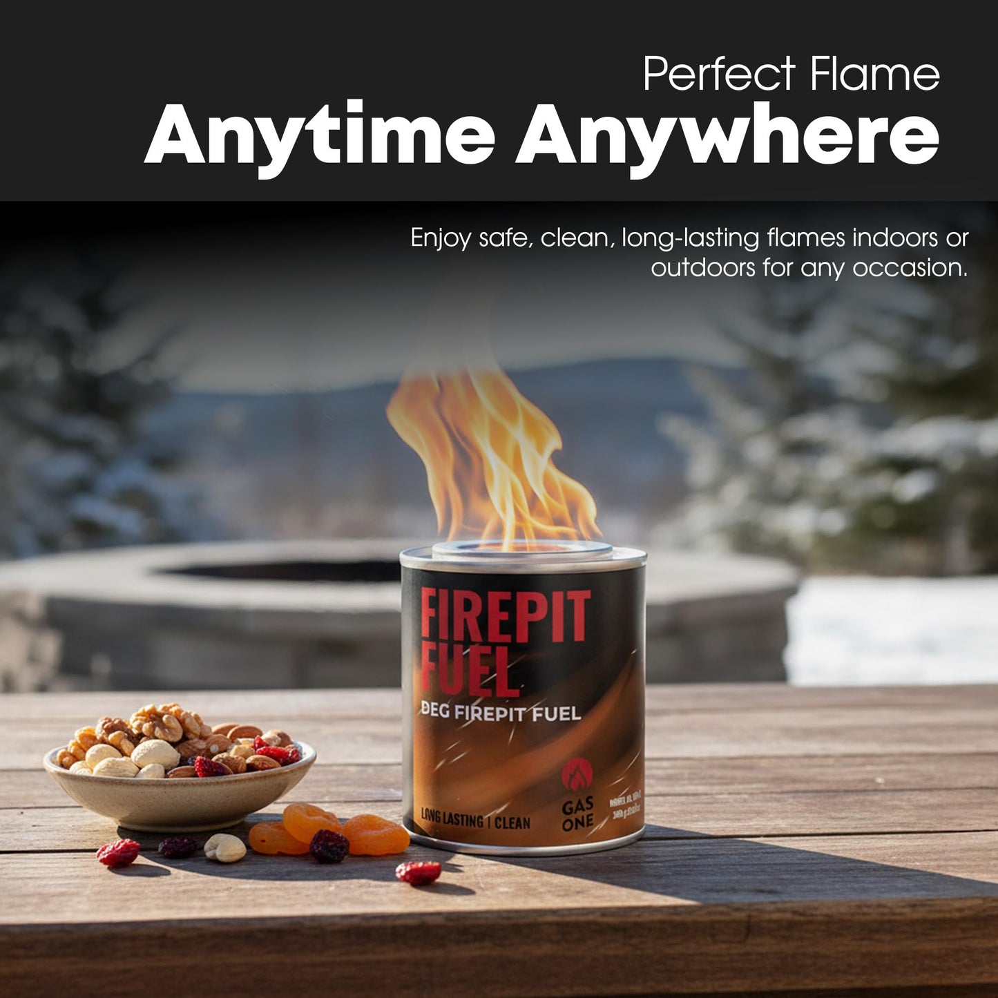 GasOne 8-Pack Firepit Fuel – Safe Wick Fuel for Fire Pit – Portable Fire Pit with 3 Hours Burn Time per Canister - Ideal for Entertaining, Ambiance