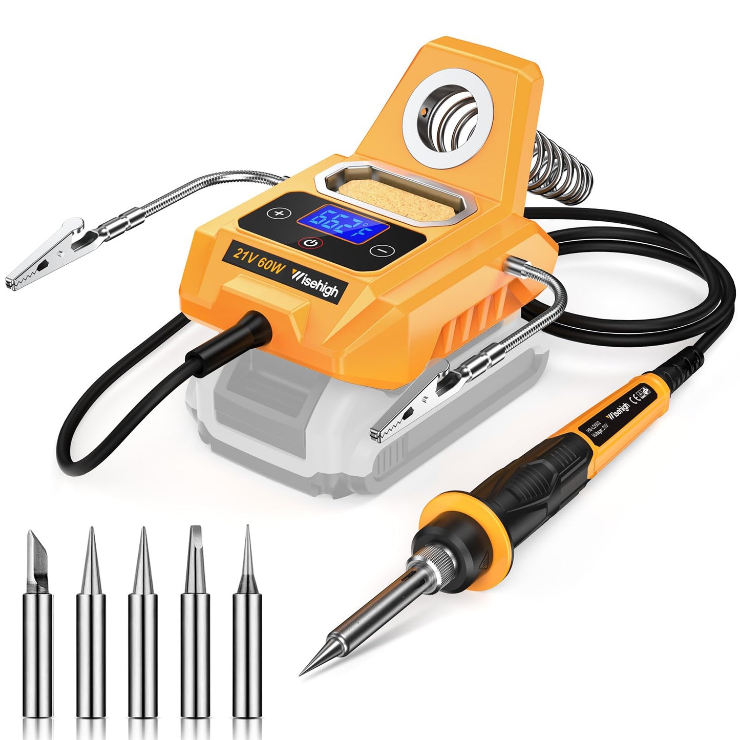 Cordless Soldering Station for Dewalt 20V Max Battery - with 2 Auxiliary Helpers Electric Digital LCD Display Soldering Iron Station Fast Heating Up Soldering Station for Appliance Repair (Tool Only)