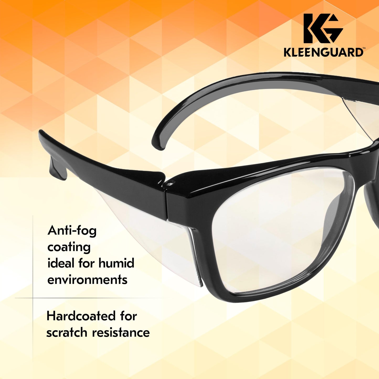 KleenGuard™ V30 Maverick™ Safety Glasses (49309), with KleenVision™ Anti-Fog Coating, Clear Lenses, Black Frame, Unisex for Men and Women (Qty 12)