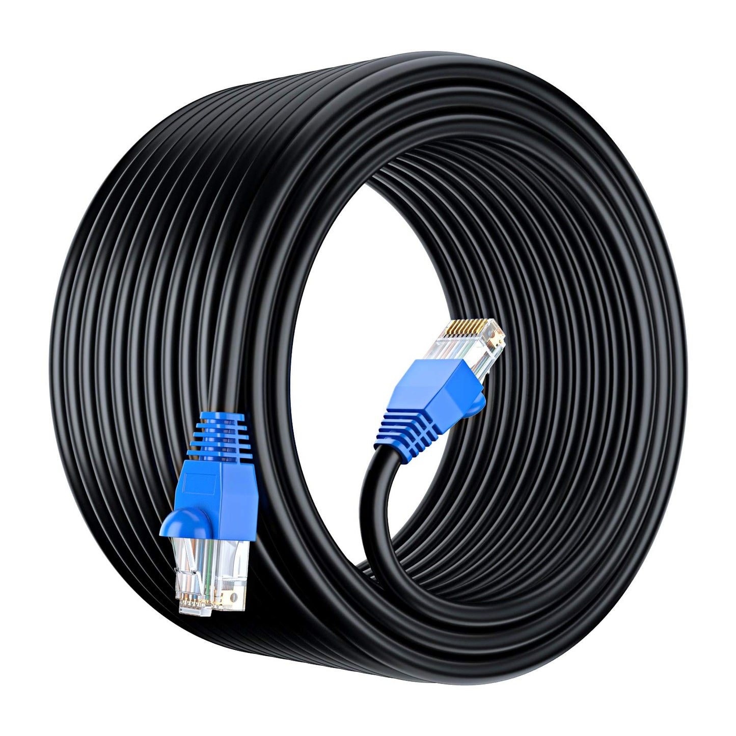 Maximm Cat6 Outdoor Cable 250 feet - Black - Solid Copper 550Mhz, Waterproof Ethernet Cable Suitable for Direct Burial Installations.