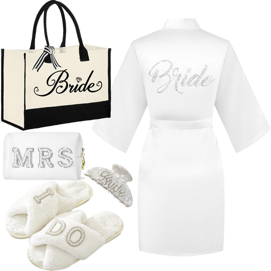 Bride to Be Gift Set, Bridal Shower Gift, MRS Gifts, Bachelorette Gifts for Bride, Bride Slippers I Do Slippers Bride Tote Bag Bride Makeup Bag MRS Makeup Bag Bride Cosmetic Bag Bride MRS Patch