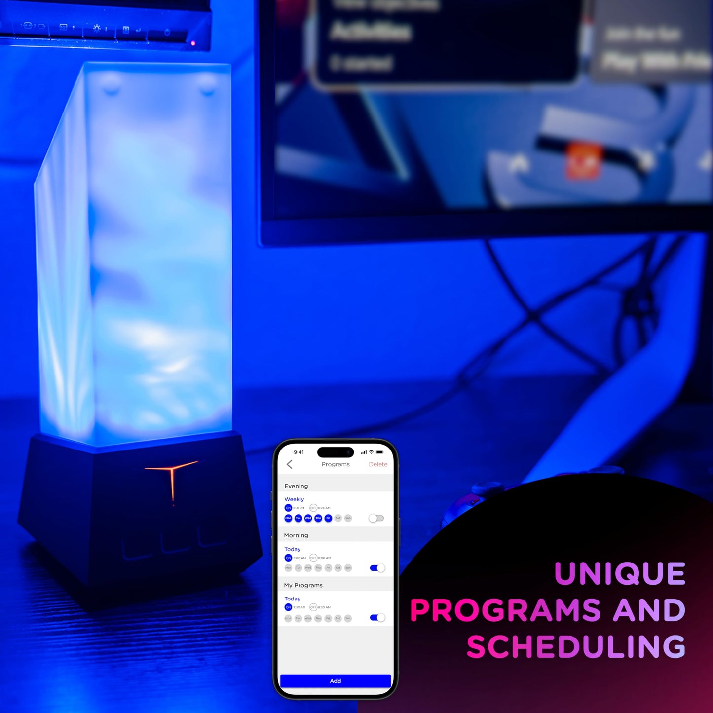 Enbrighten Vibe Smart Gaming Tabletop Galaxy Projector Titan Tower Plug in Night Light with Space Nebula Effects, Parties, Kids & Adults, Alexa and Google Compatible 84121