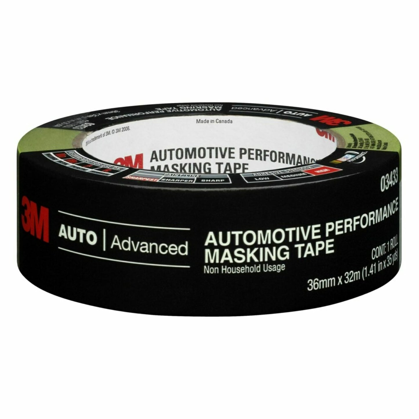 3M 03433 36 mm x 32 m Automotive Performance Masking Tape, 5 Pack