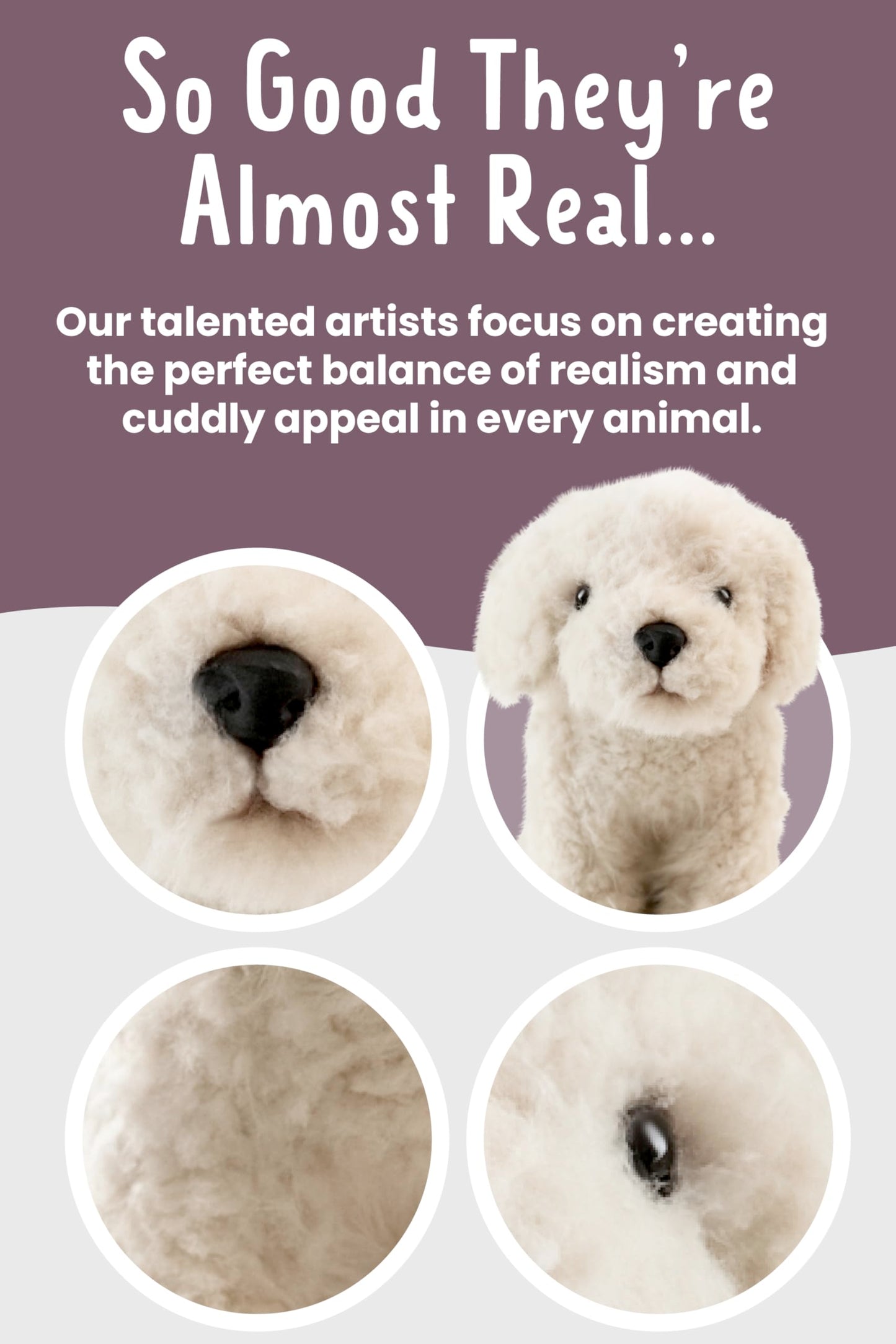 Living Nature Labradoodle Soft and Realistic Plush Dog, Naturli Eco-Friendly Plush, 25 cm