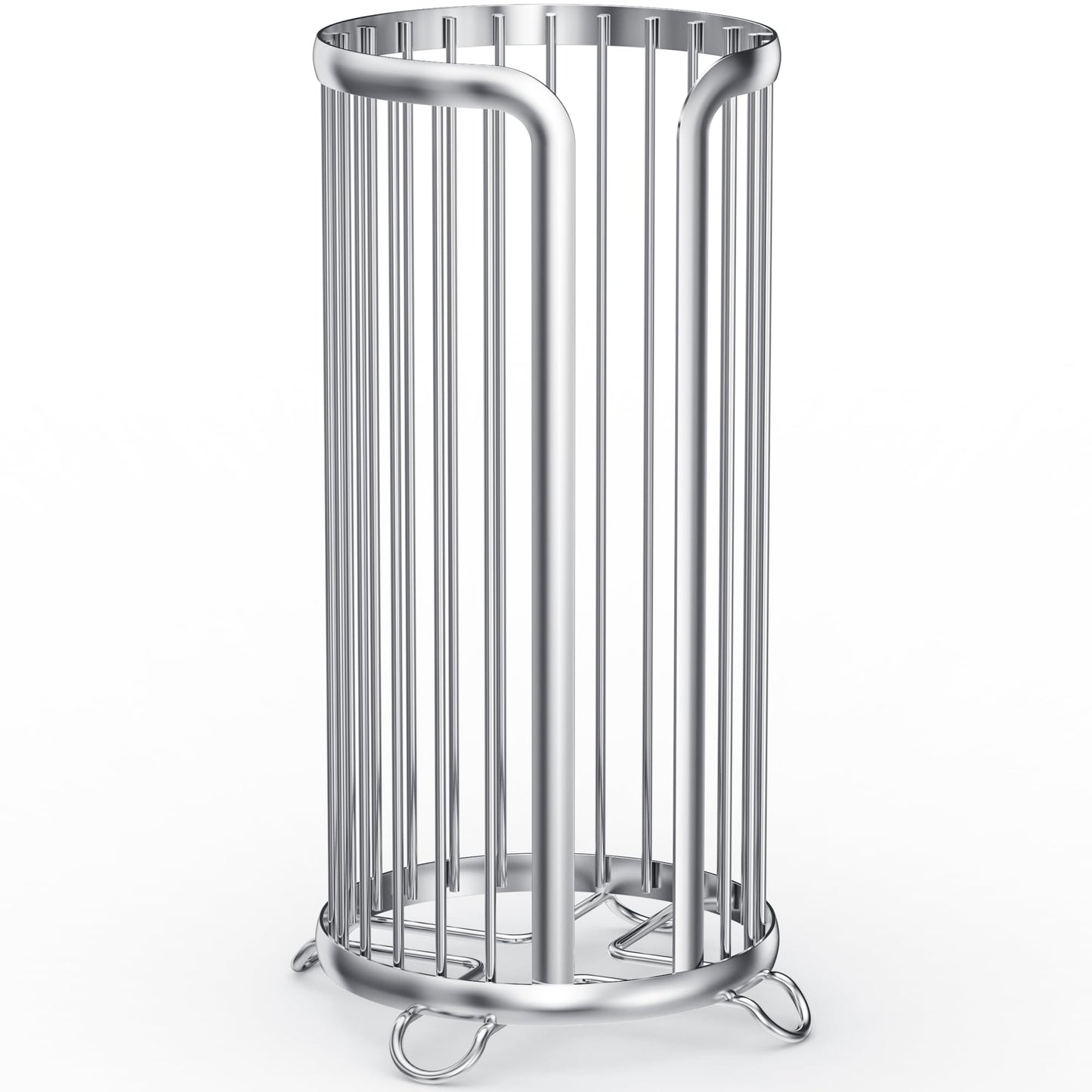 Bunoxea Toilet Paper Holder Stand, Freestanding Toilet Tissue Organizer, Minimalistic Storage Solution, Reserve Mega Rolls,Modern -2PACK Silver