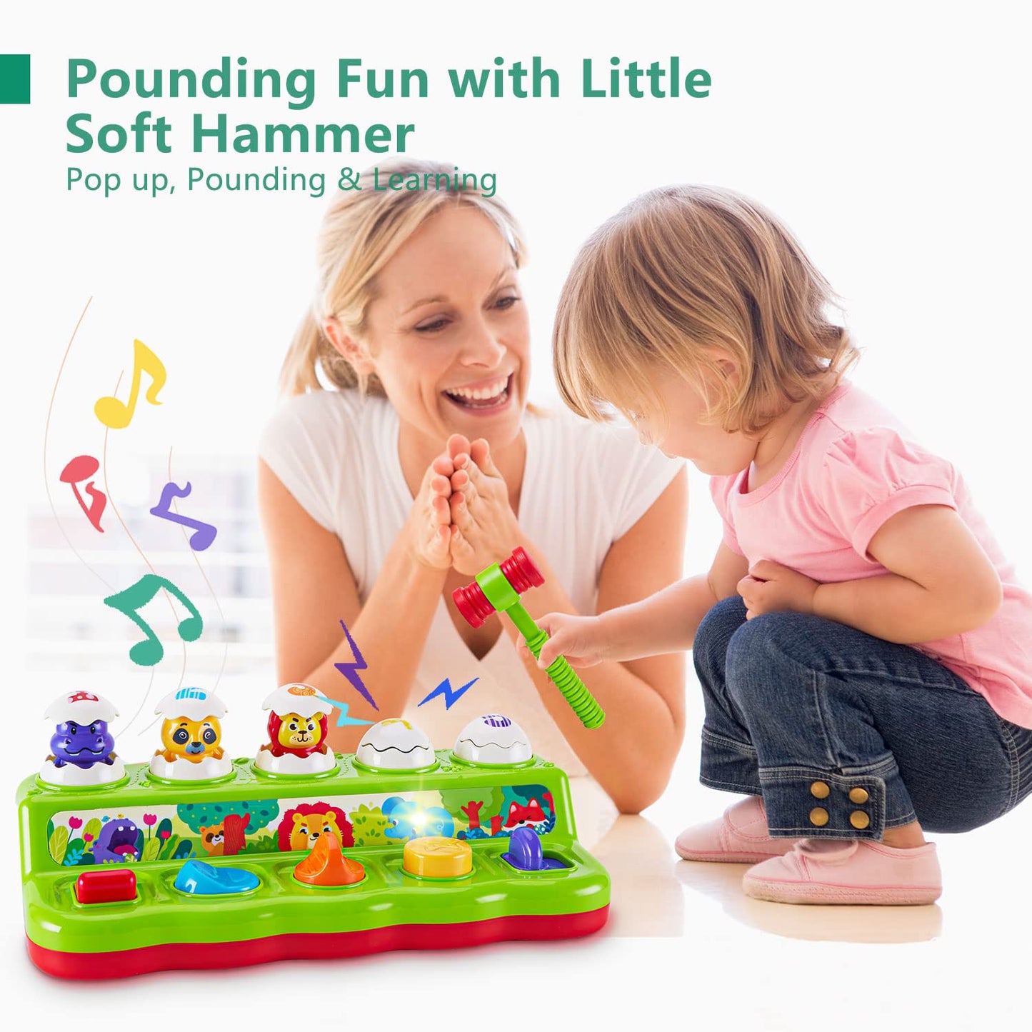 1 Year Old Toys for Boys Girls Birthday Gift, Baby & Toddler Cause and Effect Pop Up Toy With Music and Light, Learning Educational Montessori Toy for 1-3 Year Olds