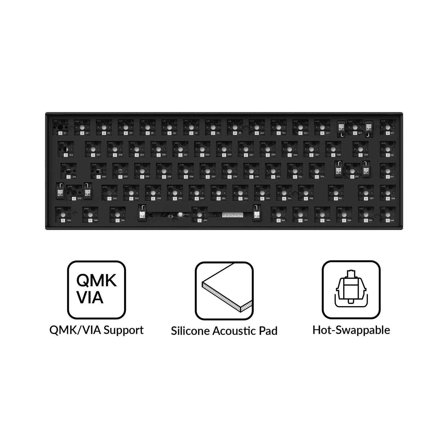 Keychron K6 Pro Wireless Custom Mechanical Keyboard Barebone Version, QMK/Launcher Programmable Macro, Hot-Swappable 65% Layout, RGB Backlit Office Gaming Keyboard for Mac Windows Linux - Black