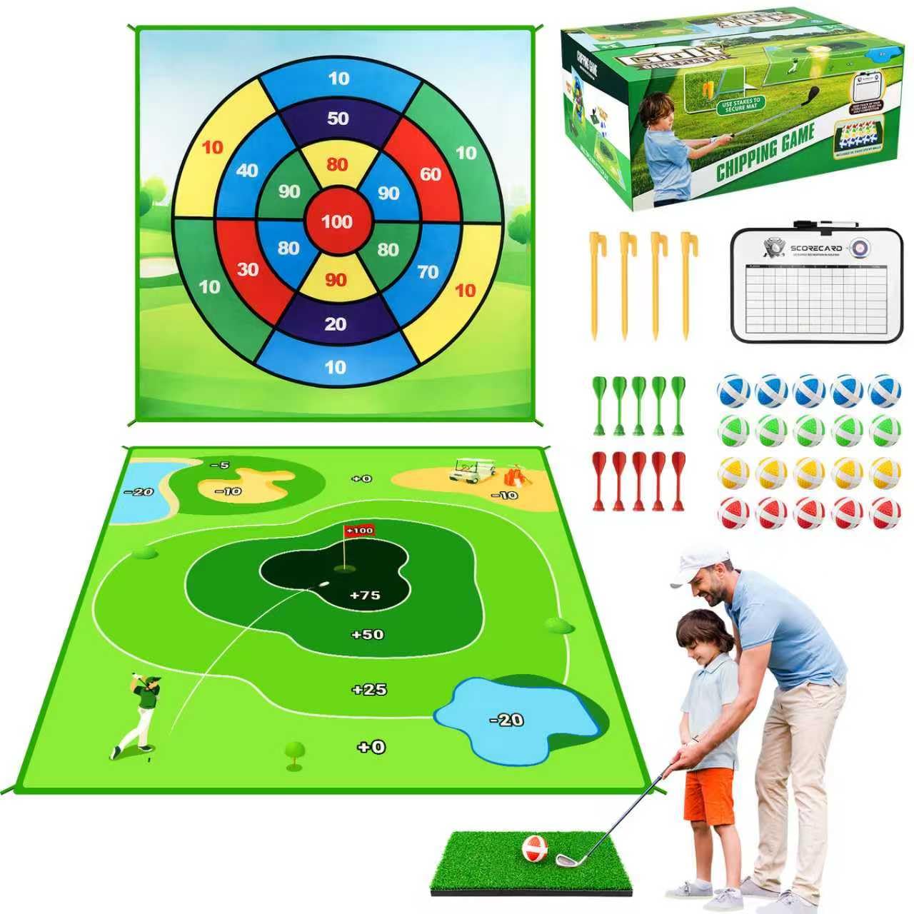 LYDARZ Battle Golf Game Chipping Practice Mat, Perfect for Chipping and Swing Training, Backyard Games Golf Hitting Mat, Ideal for Golf Parties and Fun Activities