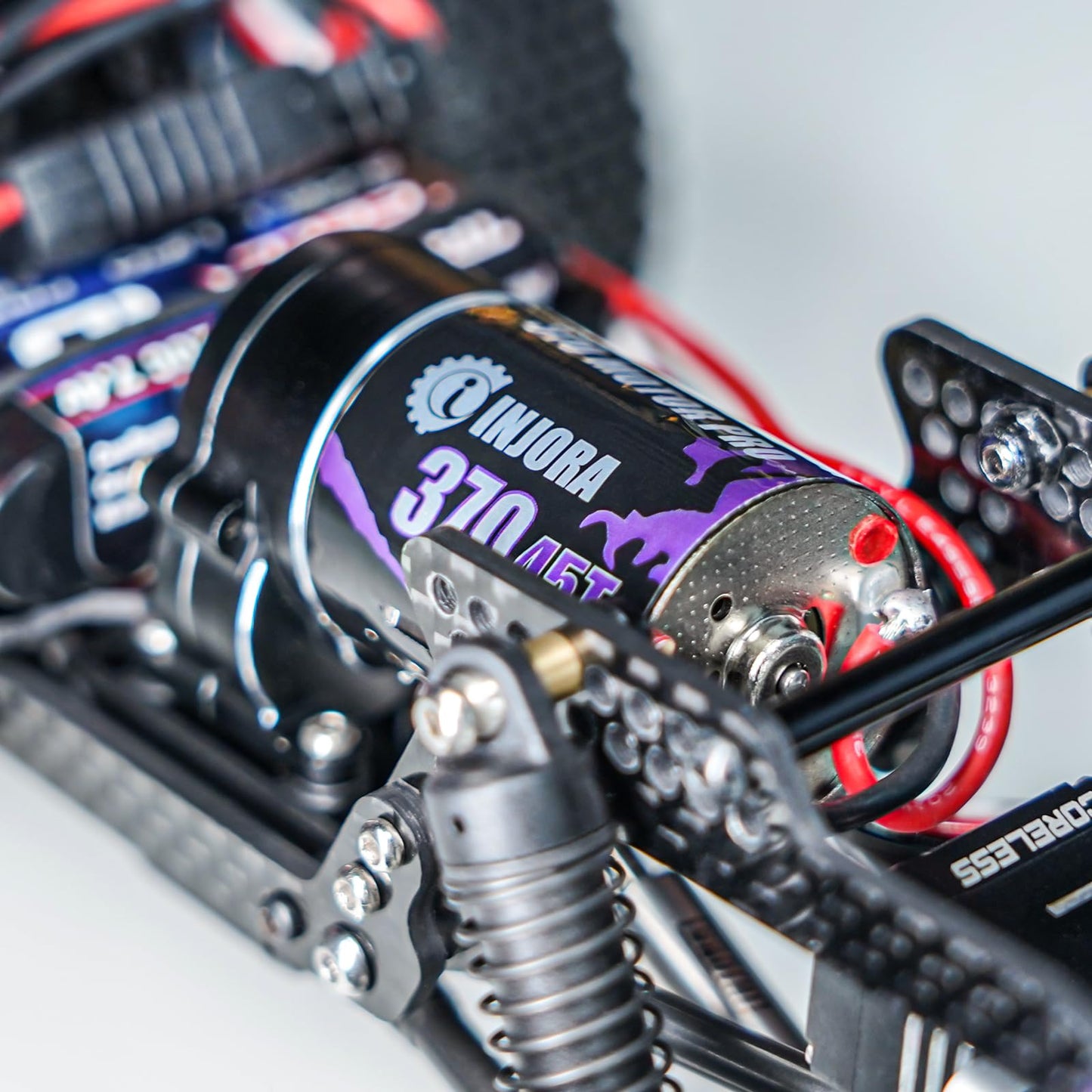 INJORA CNC Aluminum Complete Transmission with 370 Brushed Motor 45T for 1/18 RC Crawler TRX4M Upgrade
