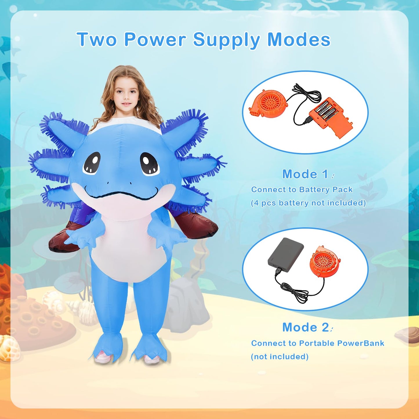 Stegosaurus Inflatable Axolotl Costume for Kids Halloween Costumes Kid Blow Up Costume Ride on Axolotl Costumes for Boys Girls Cosplay Party