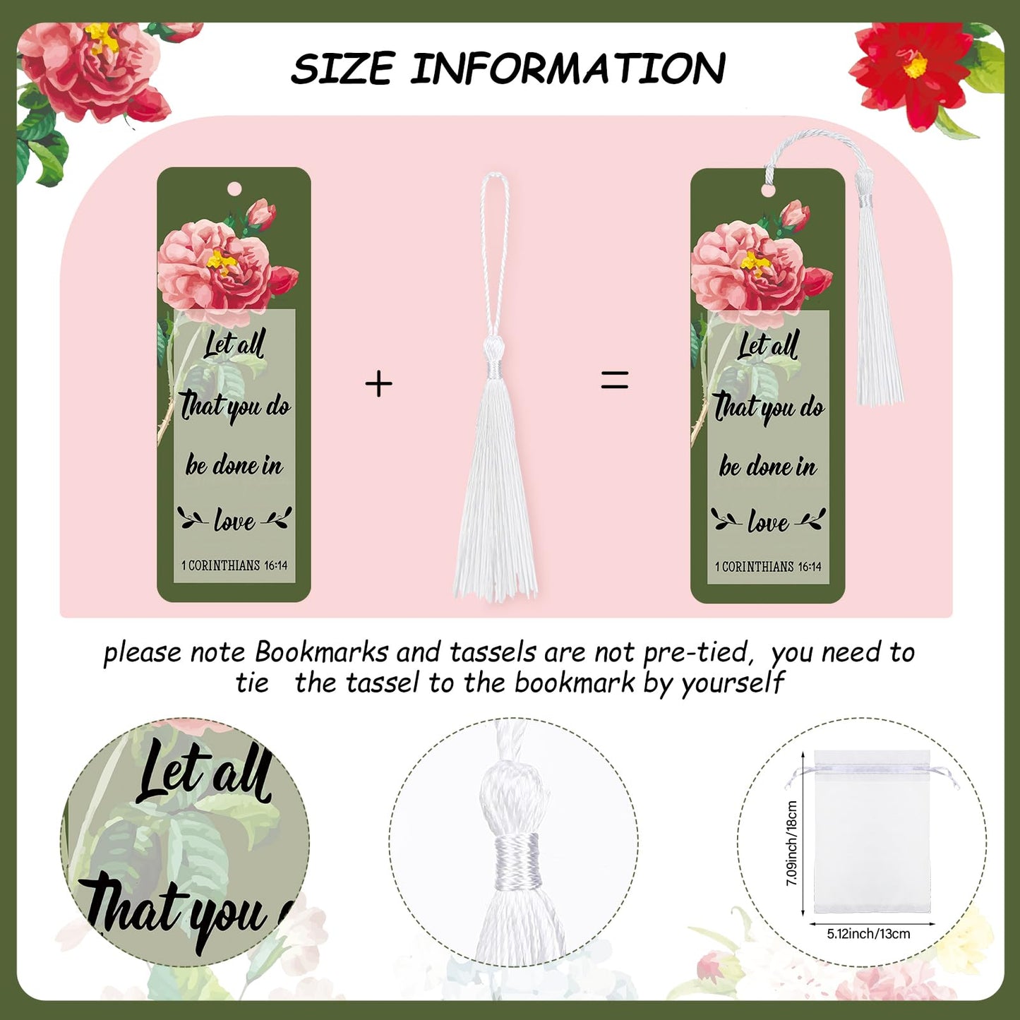 Spakon 100 Sets Mother's Day Church Gifts Bible Verse Bookmarks Inspirational Bamboo Pens Gift Bags Mom Christian Gifts Bulk Religious Mothers Day Party Favors