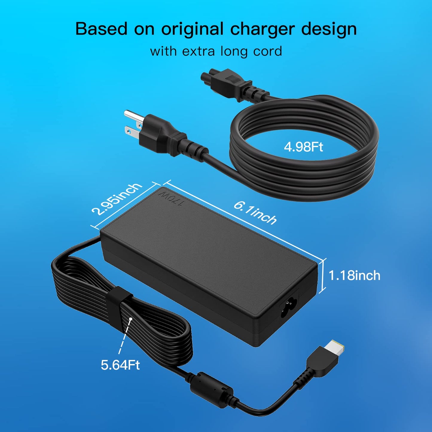 170W 20V 8.5A Laptop Charger Replacement for Lenovo Thinkpad P50 P51 P52 P53 P70 P71 P73 W540 W541 T540P P15 P17 P15V P15G T15G T15P P1 Power Adapter Supply Cord
