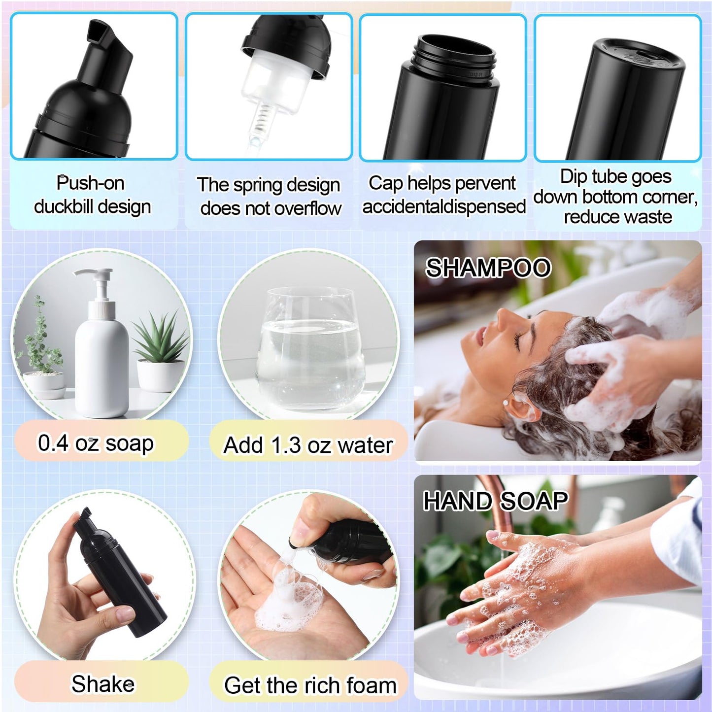 Zhehao 150 Pcs Lash Shampoo Bottle Brushes Set 30 Eyelash Shampoo Dispensers 30 Reusable Aftercare Bag 30 Empty Lash Brushes Pipes 30 Lash Shampoo Brushes 30 Extension Aftercare Cards(Black)