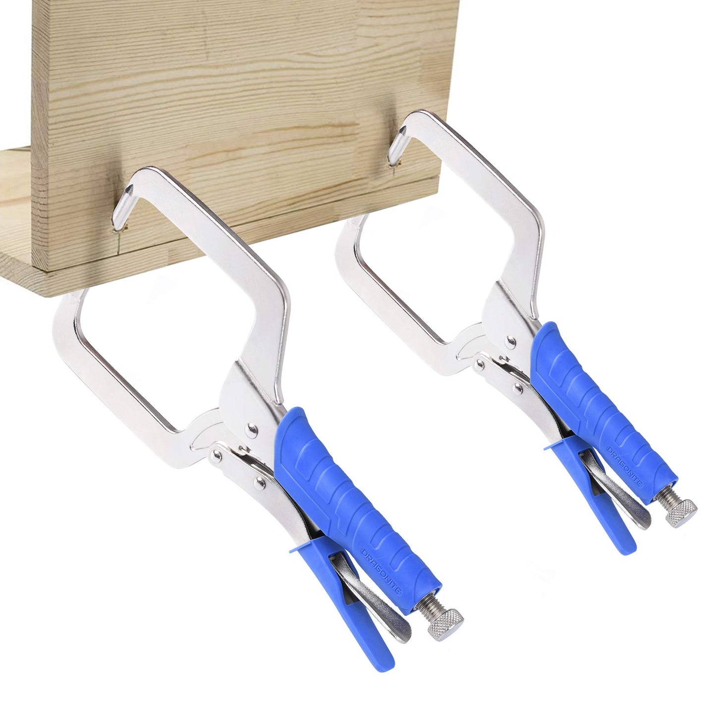 DRAGONITE Pocket Hole Clamp, Quick Release 11 inch Right Angle Clamp Set, 90 Degree Corner Clamps For Woodworking And Pocket Hole Joinery, 2-Piece