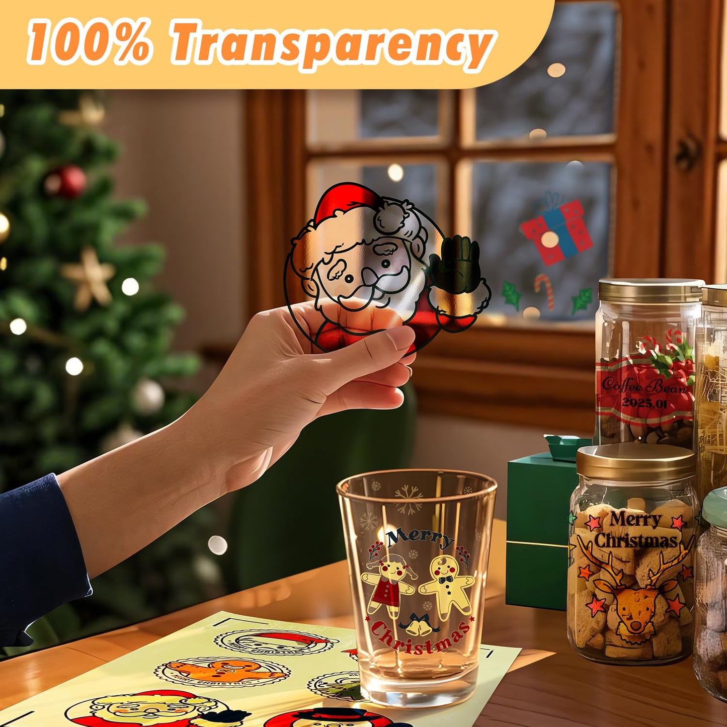 TransOurDream Sublimation Sticker Paper-50 Pcs 100% Glossy Clear Waterproof Heat Transfer Stickers 8.5x11 for Sublimation Inkjet Printer with Sublimation Ink, Decoration for Mugs, Phone Cases, Tumbler