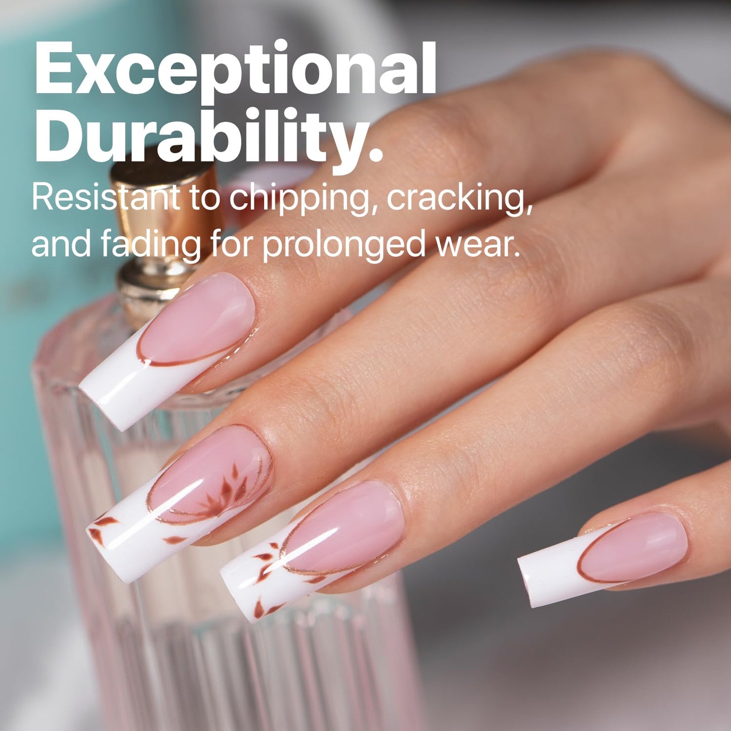 SXC Cosmetics French Tip Press On Nails Pink Series, Medium Square X-Pro Tips Starter Kit