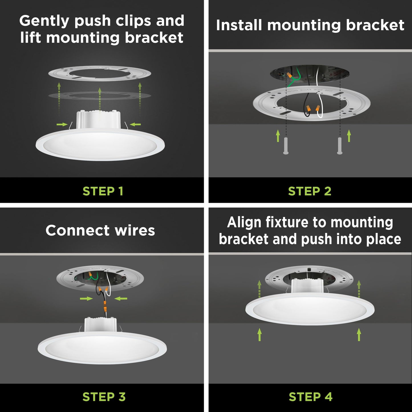 Feit Electric 4 Inch LED Ceiling Downlight, Dimmable Flat Panel Ceiling Light with Color Selection (5CCT), Fits Most 4 Inch Recessed Cans, TP24 Adapter Included (5"x 5"x 0.5"), 4 Pack, 74202/6WYCA/4