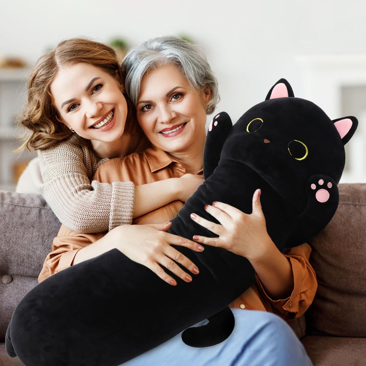 MaoGoLan Long Cat Pillow for Kids, 44'' Big Cat Stuffed Animal for Adults, Long Cat Body Pillow for Girl,Large Kitten Plush Throw Pillow Doll Big Plush Toys