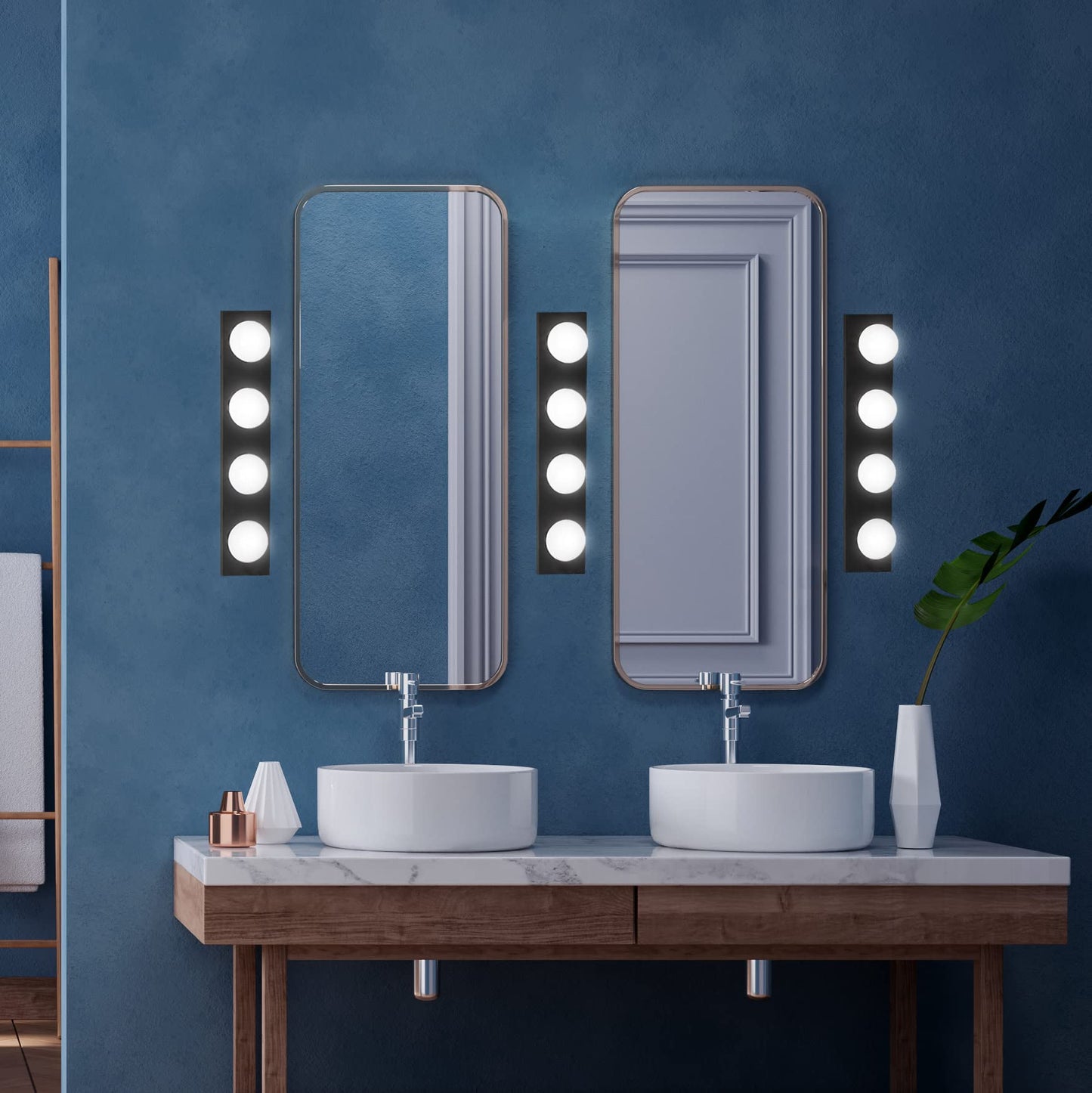 Design House Vanity Lights, 4 Linear Lights, Dimmable, Horizontal or Vertical Use, Uses (4) 60W Bulbs, for Bathroom/Makeup Vanity, Matte Black, 24.0. in. L x 4.33 in. H x 2.0 in. D, 588574-BLK