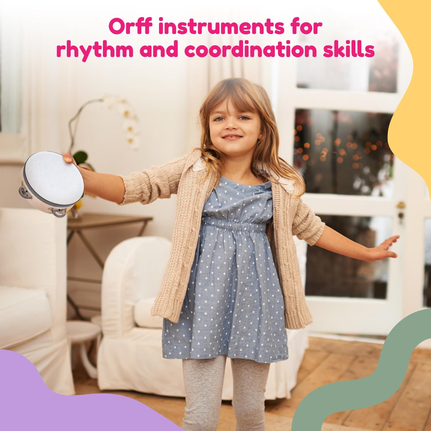 Stoie's Green Bag Kids Musical Instruments for Babies and Toddlers, Montessori Educational Music Toy with Xylophone, Tambourine, Hand Bell, Triangle, Maracas, Durable, Storage Bag