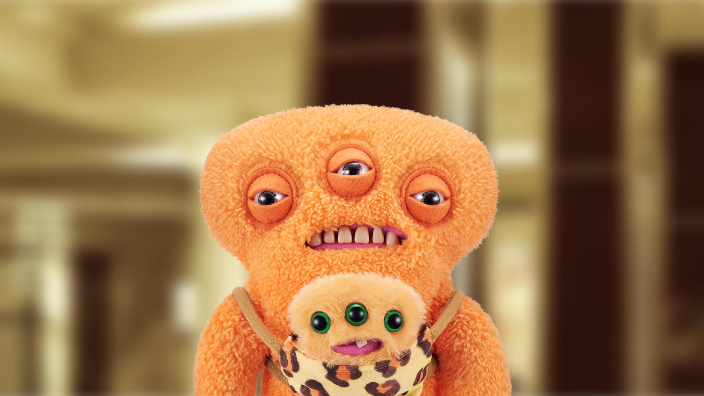 S001-PKC-FUGGLER-MINI Rascals-Series 1-Plush Alien (Orange - Teddy)-Window BOX-12PCS/12POLYBAG/CTN