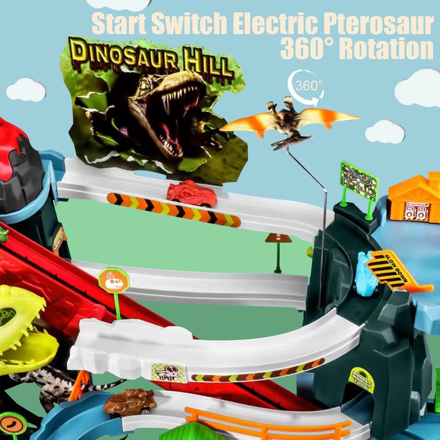Juqic - 20 Mini Cars Set for Preschool Children, Dinosaur Puzzle for Children from 3-6 Years or Older (Dinosaur Spray)