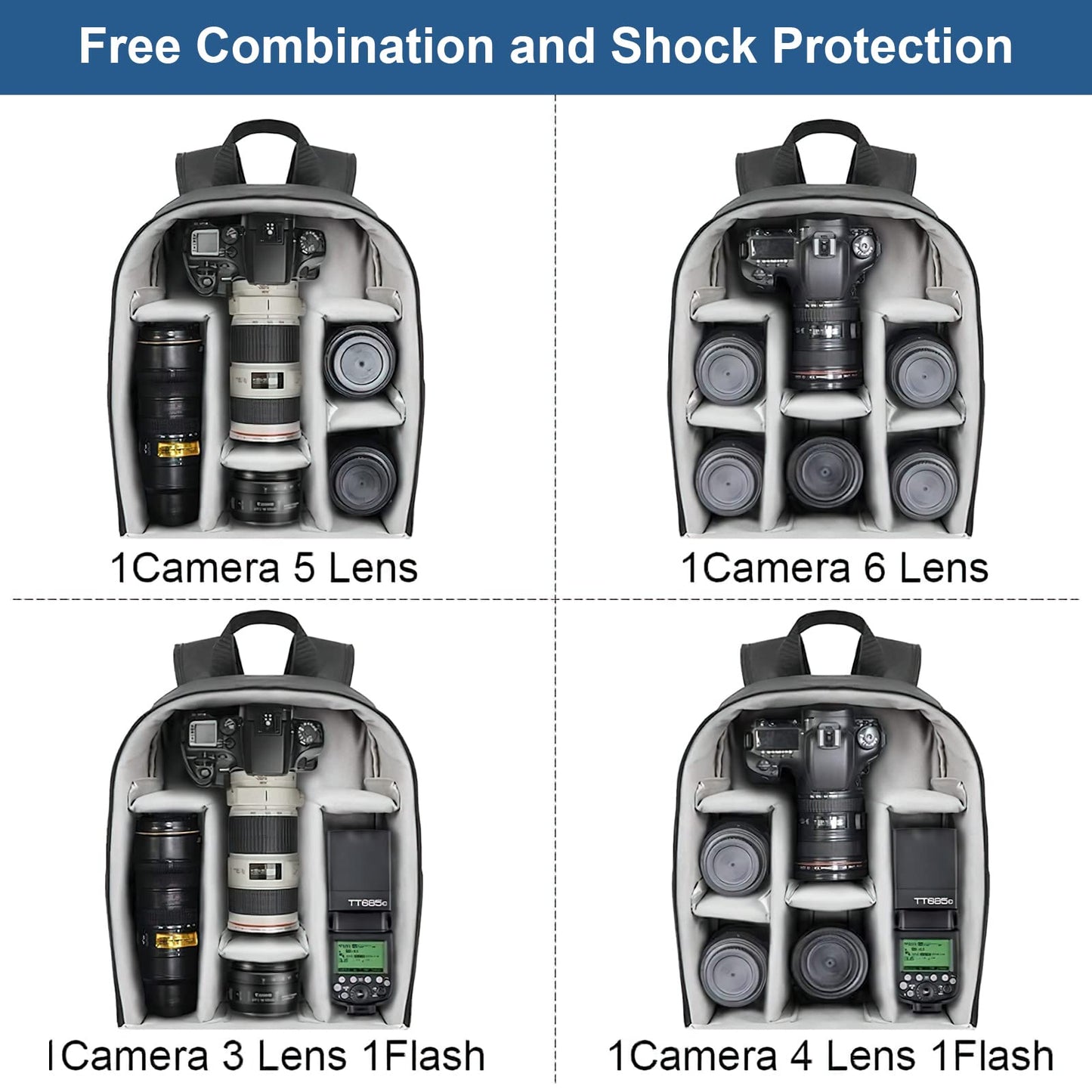 Cwatcun Waterproof Camera Backpack for DSLR, Mirrorless - Compatible with Sony, Canon, Nikon Camera and Lens Accessories