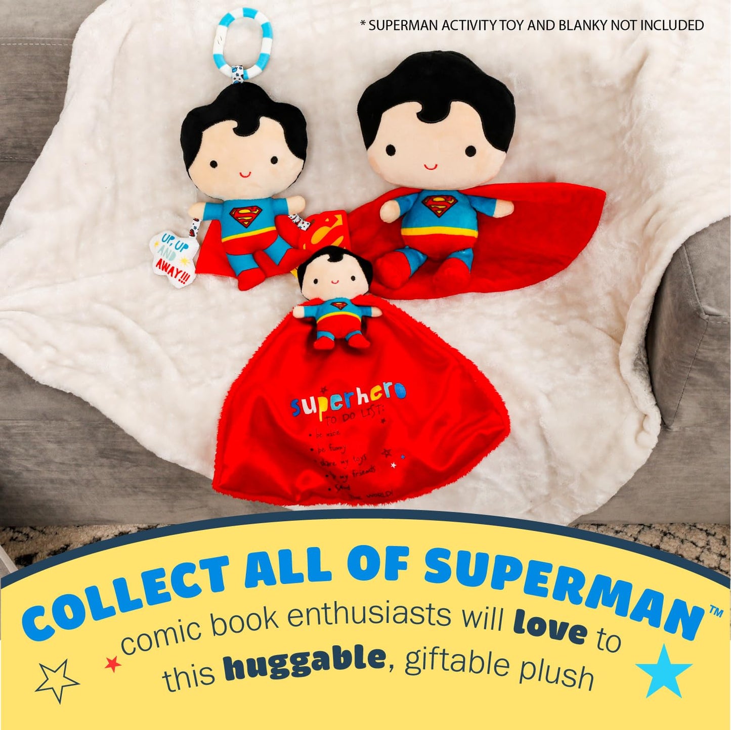 KIDS PREFERRED DC Comics Superman Soft Huggable Weighted Stuffed Animal Cute Plush Toy for Toddler Boys and Girls, Gift for Kids, Man of Steel 11.5 inches
