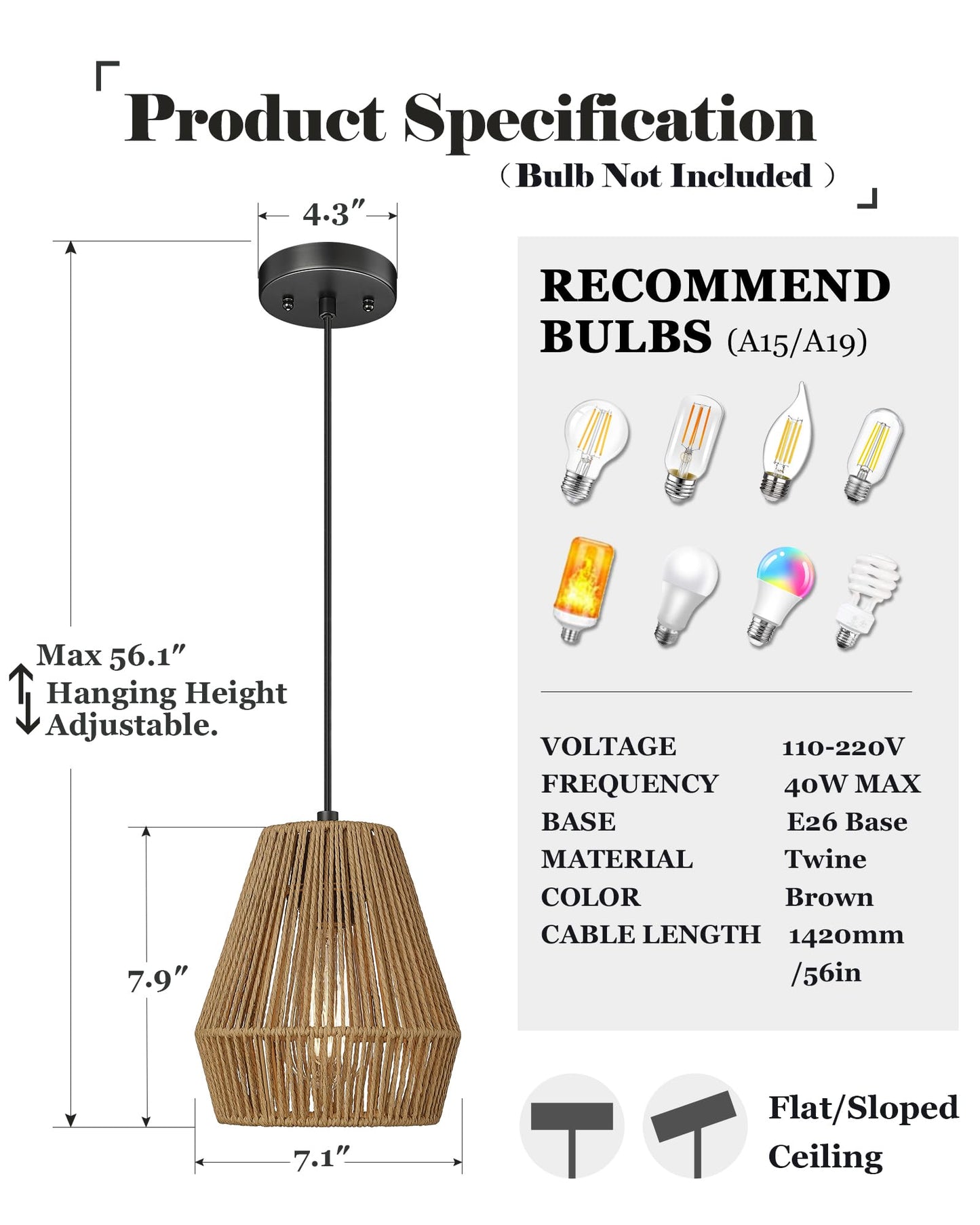 ELYONA 3 Pack Woven Pendant Lights, 7” Modern Boho Hanging Lamp with Handwoven Woven Rattan Shade, Adjustable Farmhouse Coastal Pendant Light Fixtures for Kitchen Island,Dining Room,Bar, Foyer Hallway