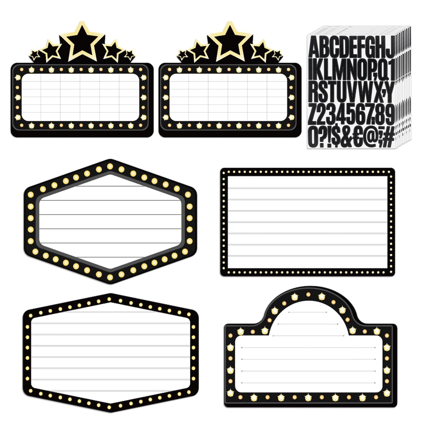 Feifeiya 6 Pack Wedding Bottle Service Sign with Letters Sticker Entrance Props Bridal Party Nightclub Bottle Service Sign with Letters for Nightclub Clubs Weddings Parties(Classic,Black)