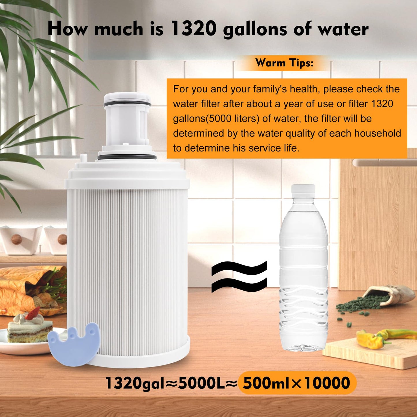 100186 Water Filter + Pre-Filter Compatible with Amway eSpring Water Purifier, 4 Times High Efficiency Pre-Filter Layer Adsorbs Harmful Element, Make Water healthier. Lasts 1 Year or Filters 1320 gal
