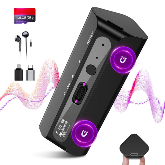 128GB(9800 Hour) Magnetic Voice Recorder with AI Triple Noise Reductio, 30 Days Continuous Recording Device, Voice Activated Recorder with Screen Display, Digital Voice Recorder for Meetings/Lectures