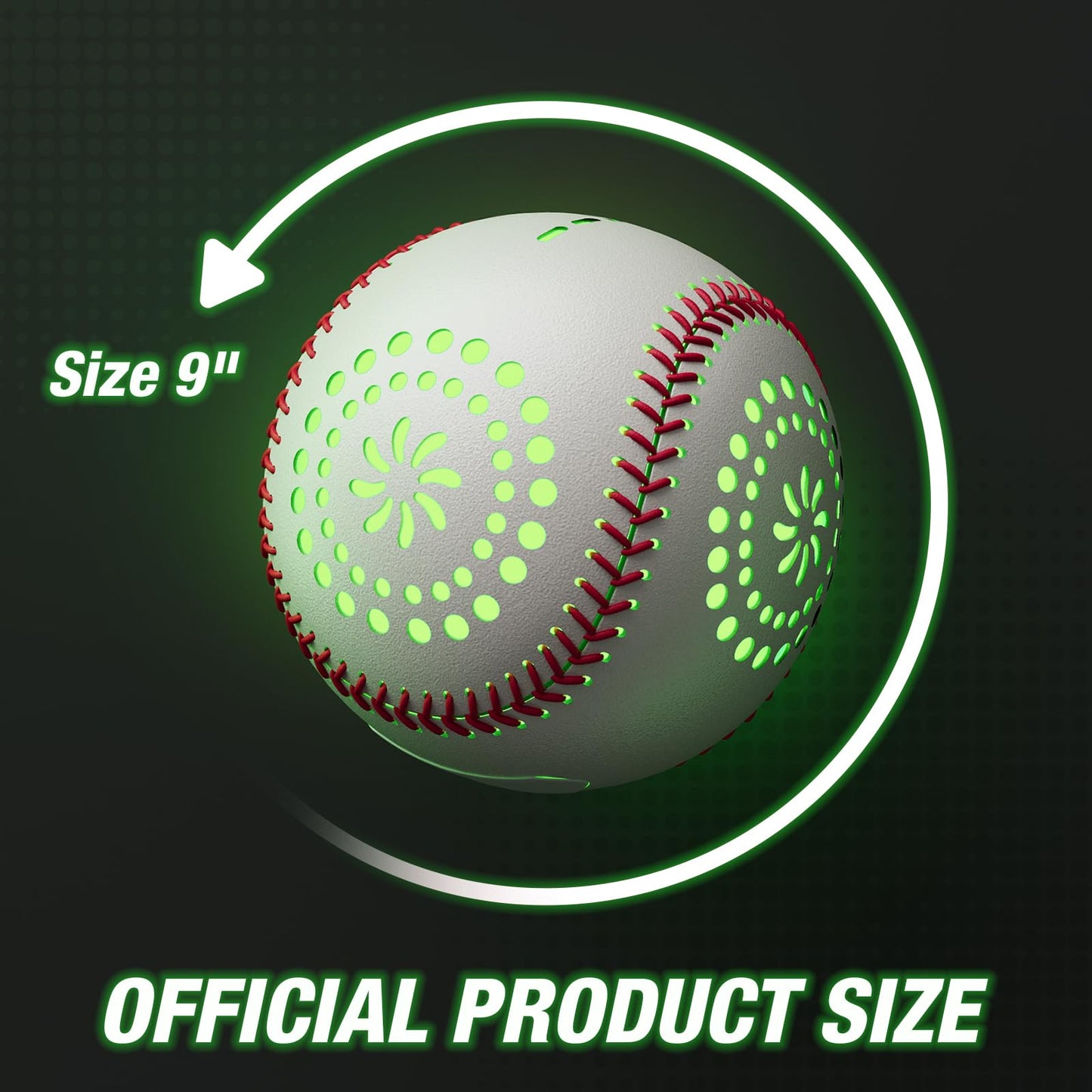 HYES Kids Baseball Glove with Light Up Baseball/LED Rechargeable, 9 Lighting Modes Official Size Leather Weighted Glow Baseballs for Day Night, Sport Toys Games Gifts for Youth Boys
