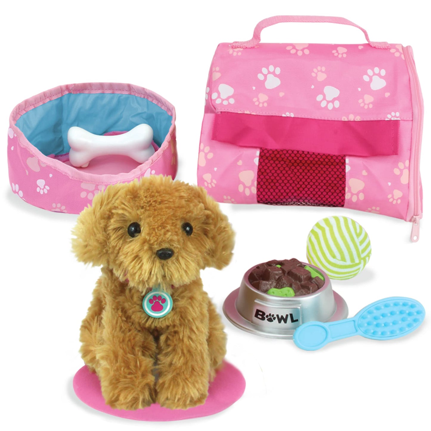 Sophia's 18" Doll Pet, Golden Puppy & Accessories of 10Piece