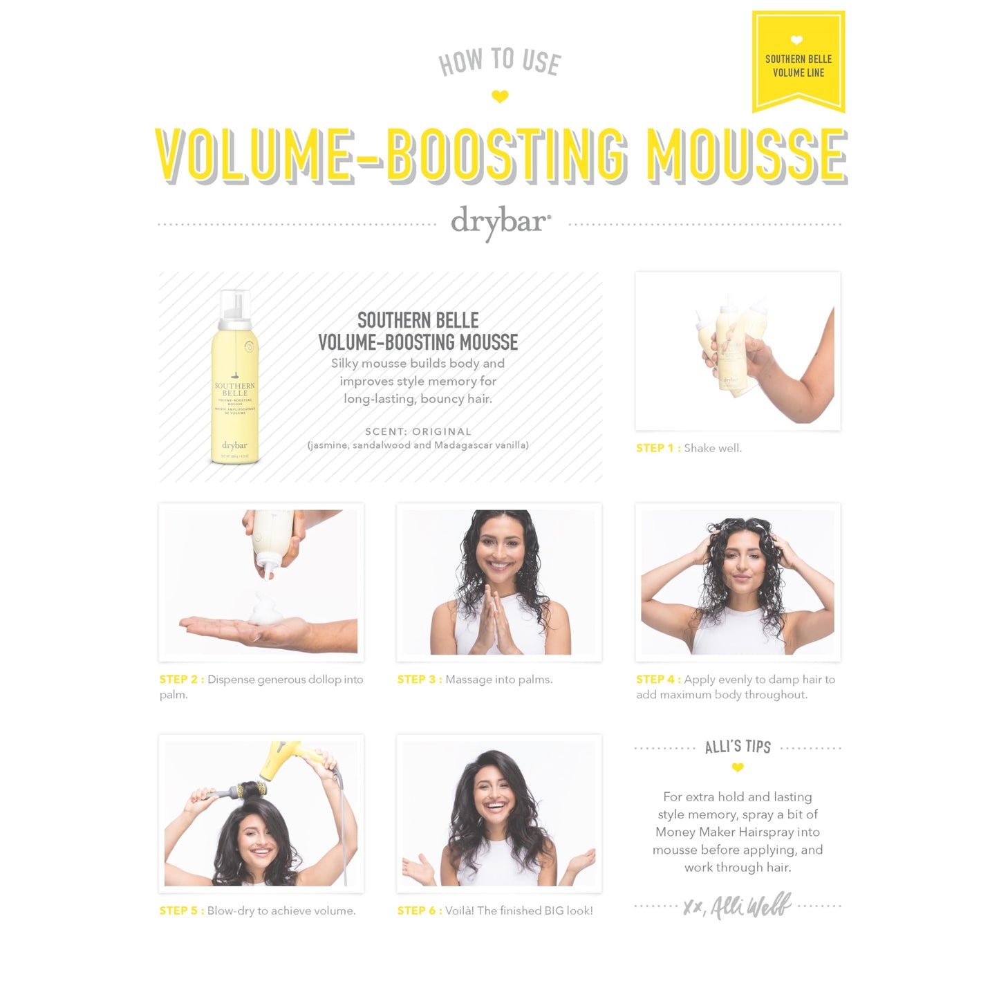 Drybar Southern Belle Volume - Boosting Mousse - Full Size| Prevents Frizz & Damage, Smoothes Hair, and Provides Shine for Long-Lasting Body & Style