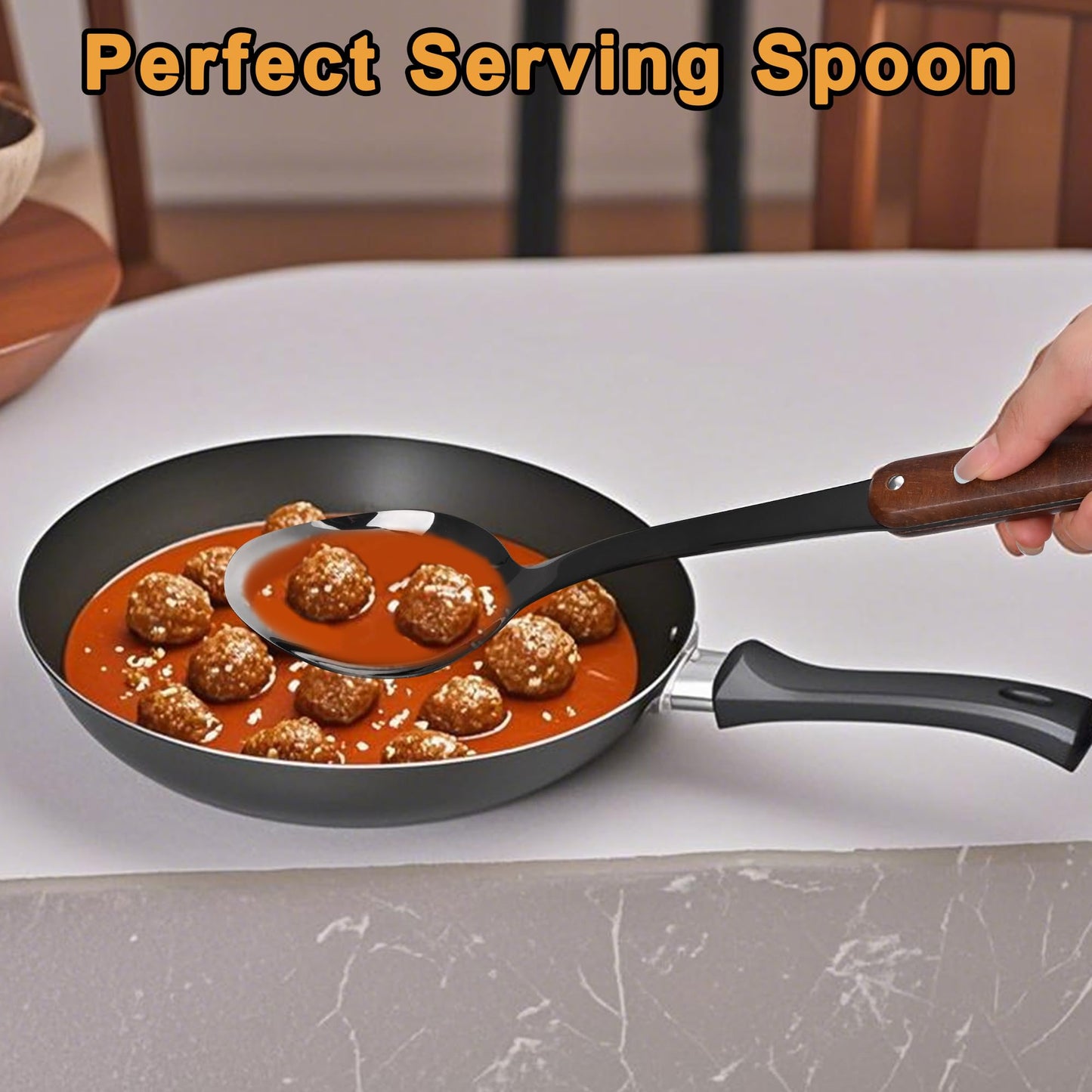 Stainless Steel Mirror Polished Kitchen Utensils Set - 6pcs Cooking Utensils Set with Wooden Handle, Heat Resistant Kitchen Tool Set for Cooking with Turners,Spatula,Ladle,Skimmer,Solid Spoon,Pasta