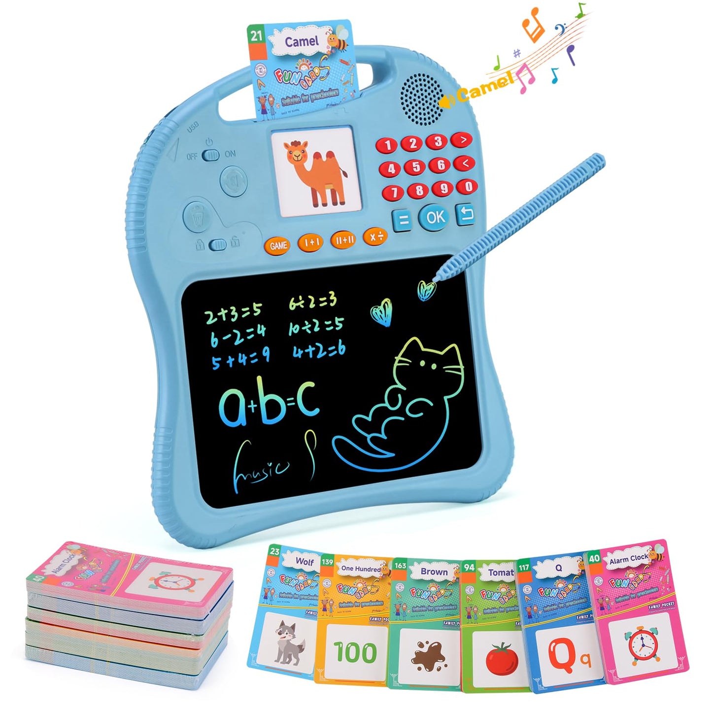 Educational Learning Toys for Kids with Math Games, Talking Flash Cards and Writing Drawing Tablet, Speech Therapy, Autism Sensory Toys, Gifts for