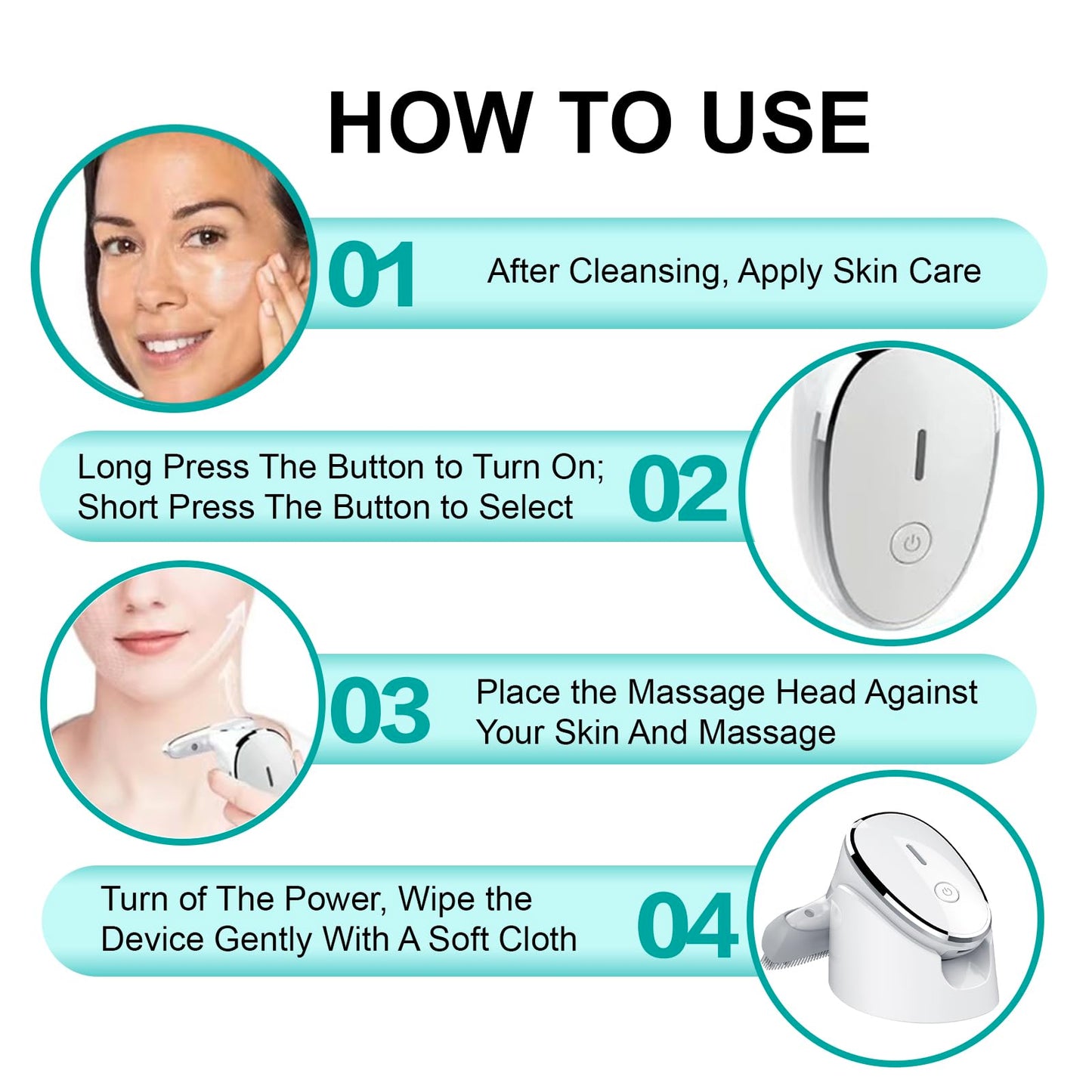 Face Massager, Facial Neck Care Tool with Vibrating Heating Mode, Portable Handheld Gift White