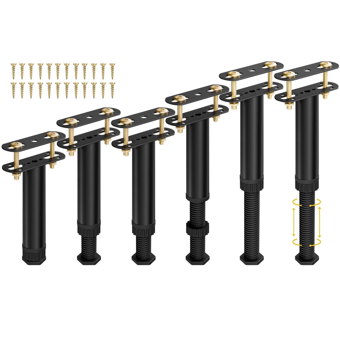 Wlrrcwdttc 6 Pcs Adjustable Height Bed Support Legs 7.08-12.5 inch with Locking Ring, Bed Frame Center Support Legs for Bed Frame/Bed Center Slat/Furniture, Bed Legs Replacement Bed Slats Support Legs