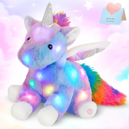 CozyWorld 42CM Unicorn Light up Unicorn Stuffed Animal Glowing Soft Plush Toys Decor Birthday Christmas Children's Day Gifts for Toddlers Boys Girls Kids