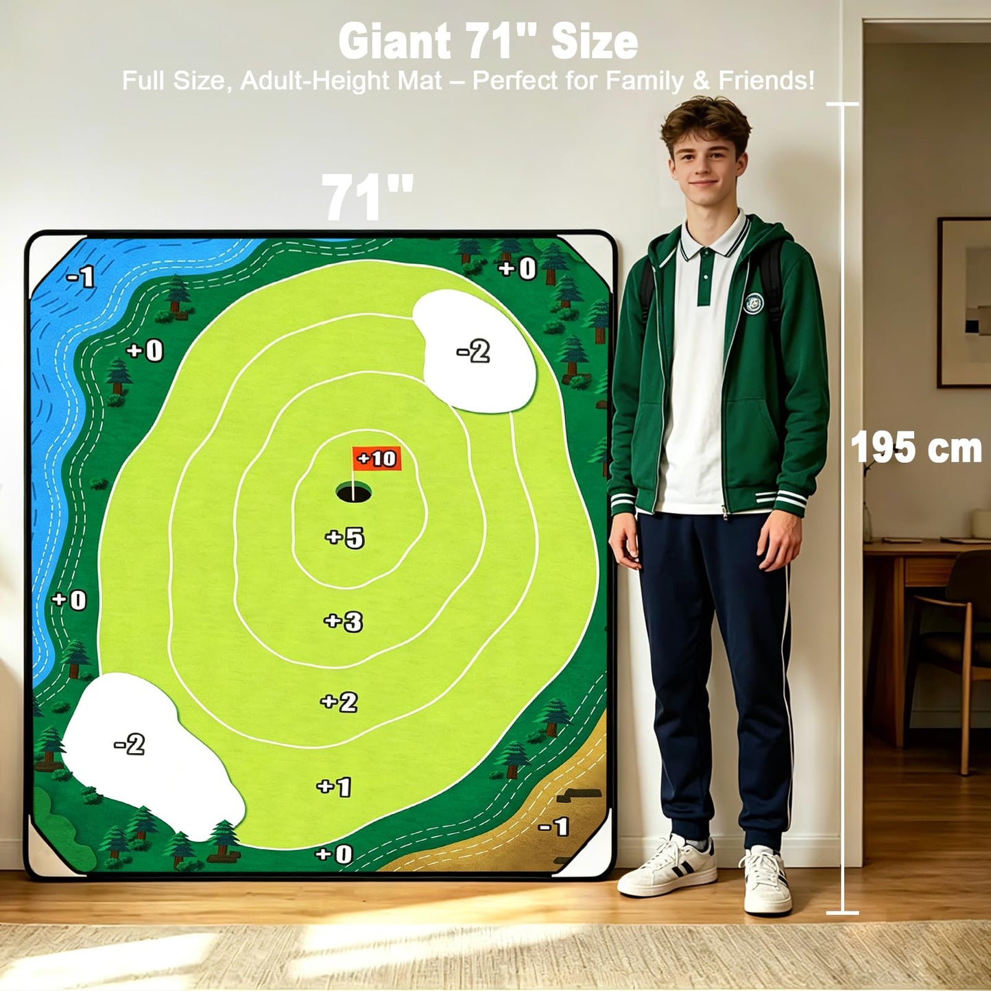 HOTWIND Golf Chipping Game Set with 71"x71" Double-Sided Chipping Mat & Sticky Balls Fun Indoor and Outdoor Backyard Games for Adults Perfect Golf Gifts - Golf Clubs are Not Included