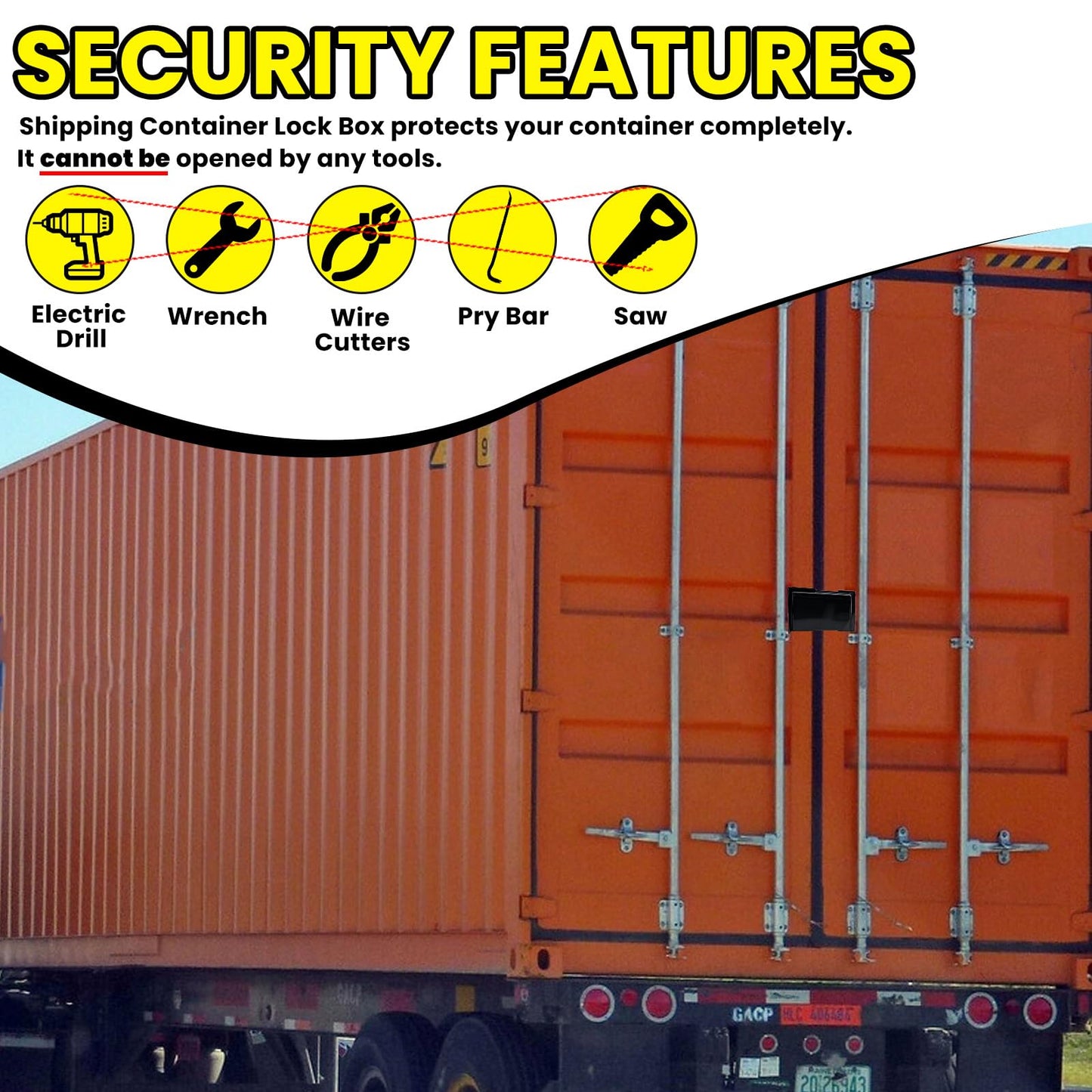 Nrovonis Shipping Container Lock box, Protection Device Heavy Duty Bolt-on Security Accessories with Padlock & 5 Keys (Black)