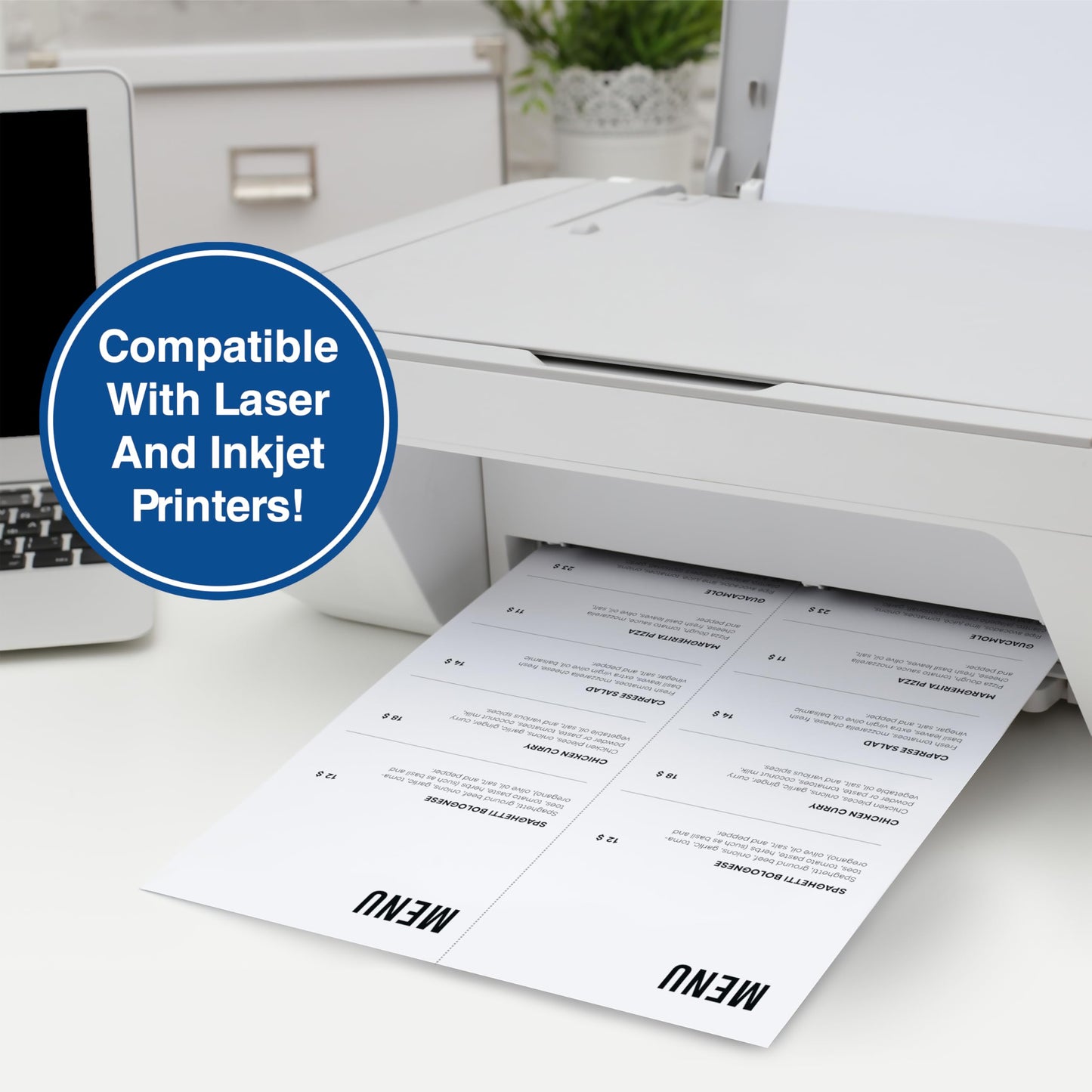 PrintWorks Professional 4 1/4" Vertical Perforated Paper 8.5" x 11" - Perfect For Menus & Booklets - Made in the USA - 500 Sheets - 20 lb - Printer Compatible - White (04339)