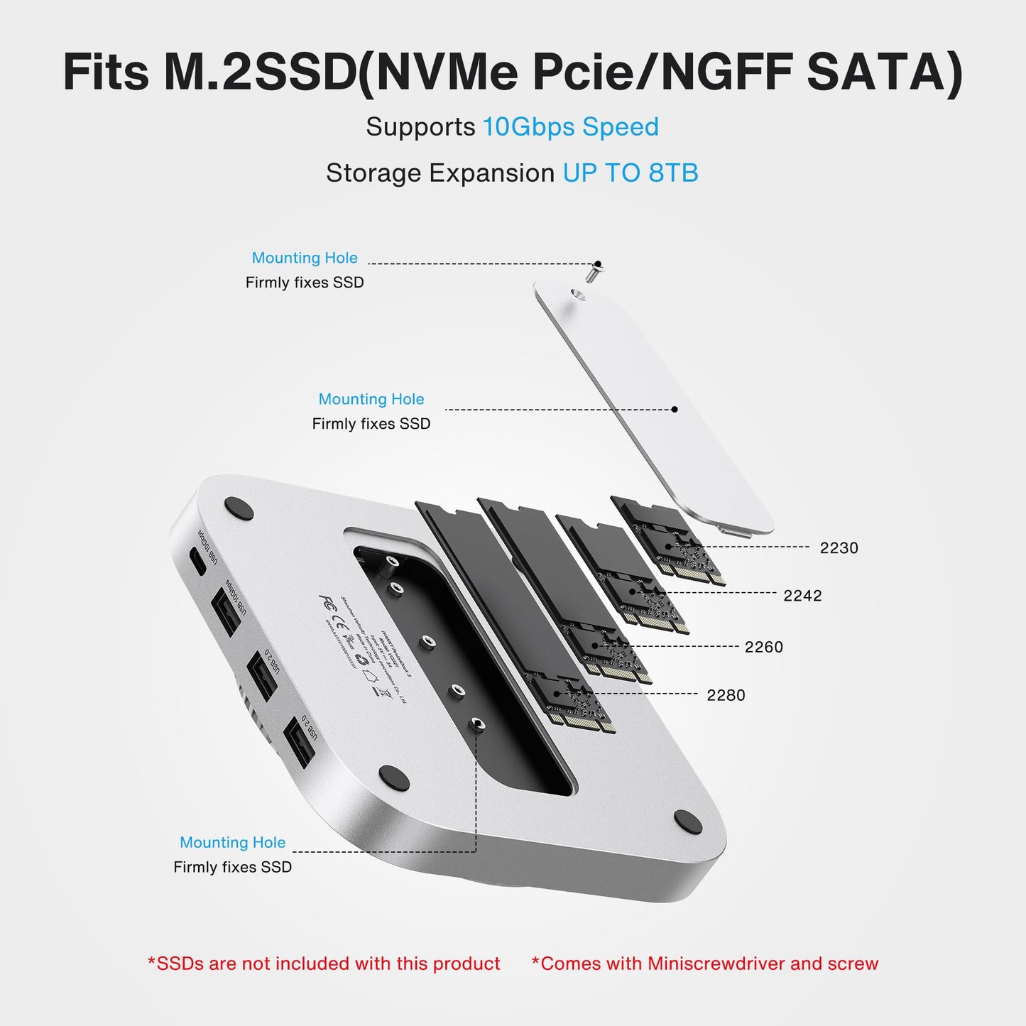 IVANKY 13-in-1 Mac mini M4 Dock, Ultra Docking Station Stand with M.2 NVMe SSD Enclosure, 4K@120Hz HDMI Hub for Mac mini M4 &M4 Pro (2024), 10 Gbps USB, SD/TE, Audio Ports *2, 20W PD Power Adapter *1