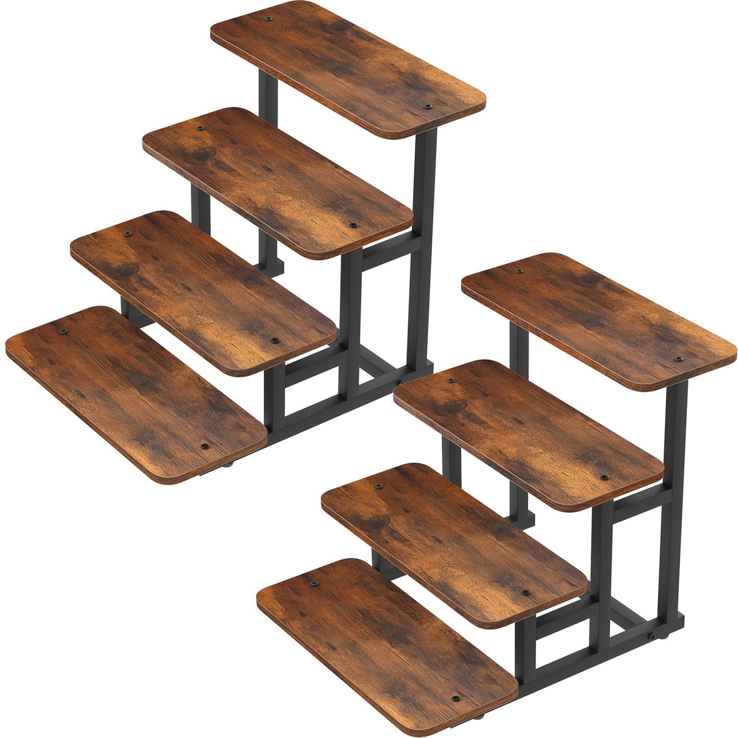 LZelriy Cupcake Stand, 4 Tier Cupcake Stand for 50 Cupcakes, Set of 2 Rustic Wood & Metal Dessert Table Display Stand, Stepped Cupcake Tower, Dessert Riser for Wedding, Party & Farmers Market