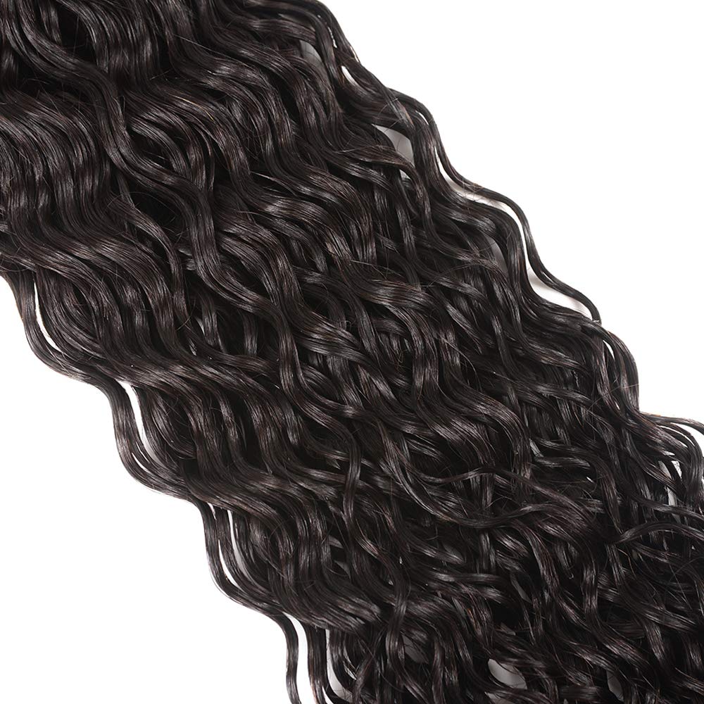 Wet and Wavy Bundles with Closure (10 12 14+10) 8A Unprocessed Water Wave Hair 3 Bundles 100% Virgin Brazilian Human Hair Bundles with Closure Can Be Dyed