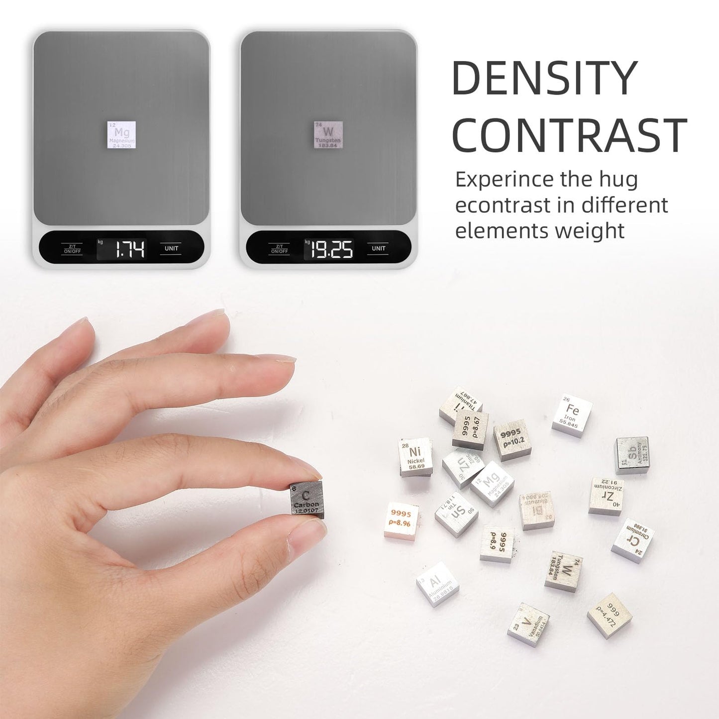 Gisafai 20 Pcs Element Cube Set 0.39 Inches Periodic Table of Elements Pure Tungsten Cube Molybdenum Titanium Copper Iron Niobium Tin Cobalt Suitable for Collection Christmas Gift
