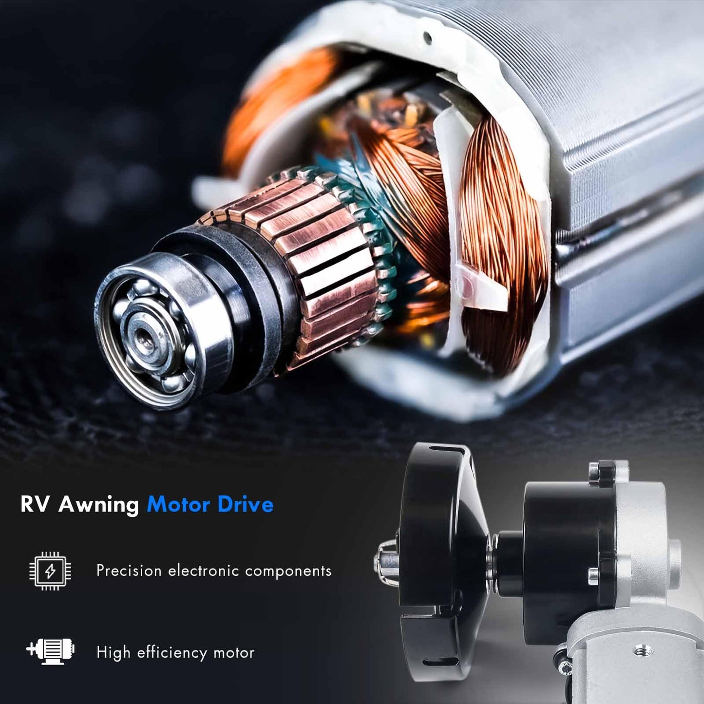 3317084.000U RV Awning Motor Drive Repair Kit Assembly Fit for Dometic 9200 Series Power Awnings, Replace# 3316605.001, 3316605.017, Black