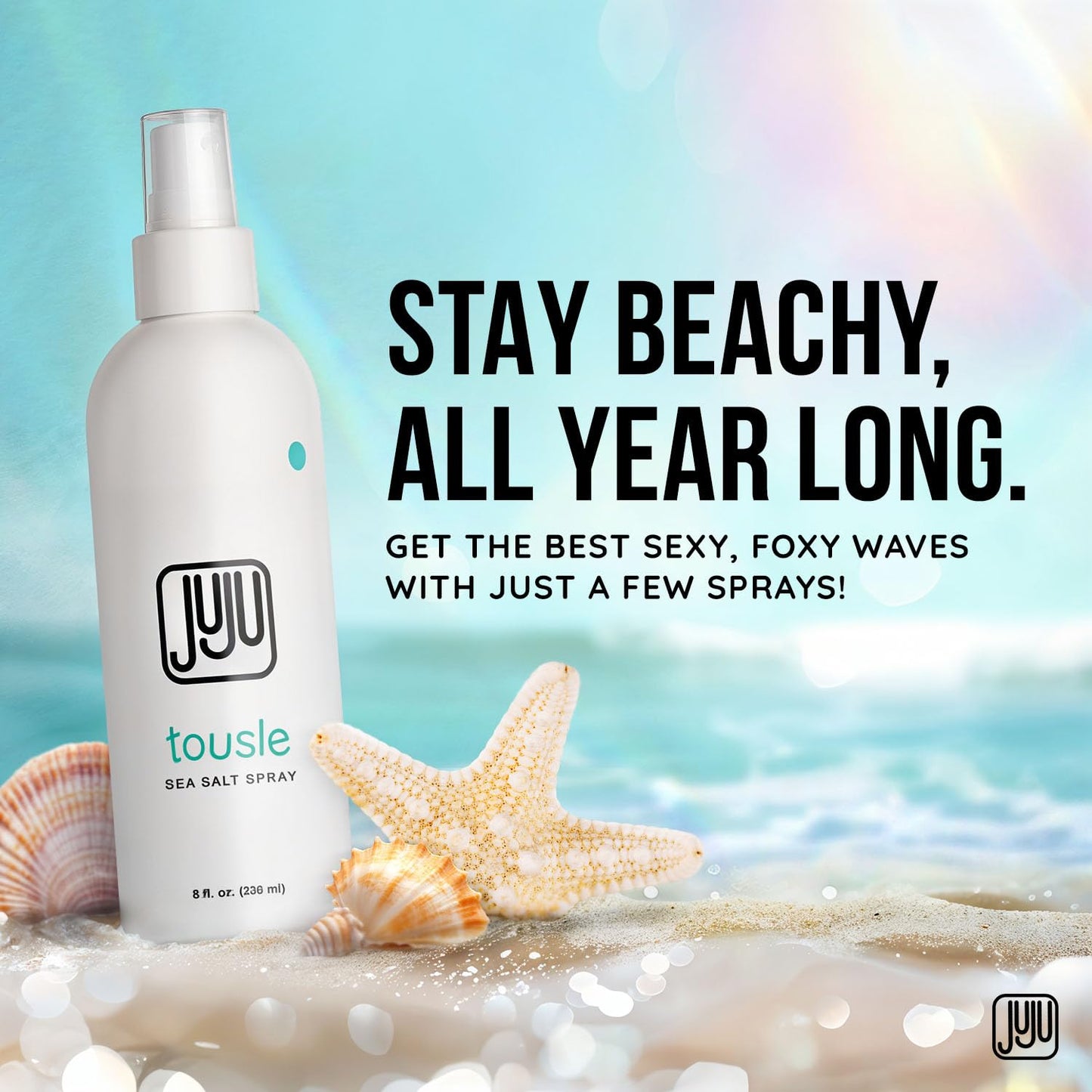 Juju Sea Salt Spray for Hair Tousled Texture Spray 8Fl Oz Made in USA -Sea Salt Spray for Men Sea Salt Spray For Hair Women, Surf Spray for Beach Wave Hair, Volume and Texture Fragrance Free Hairspray