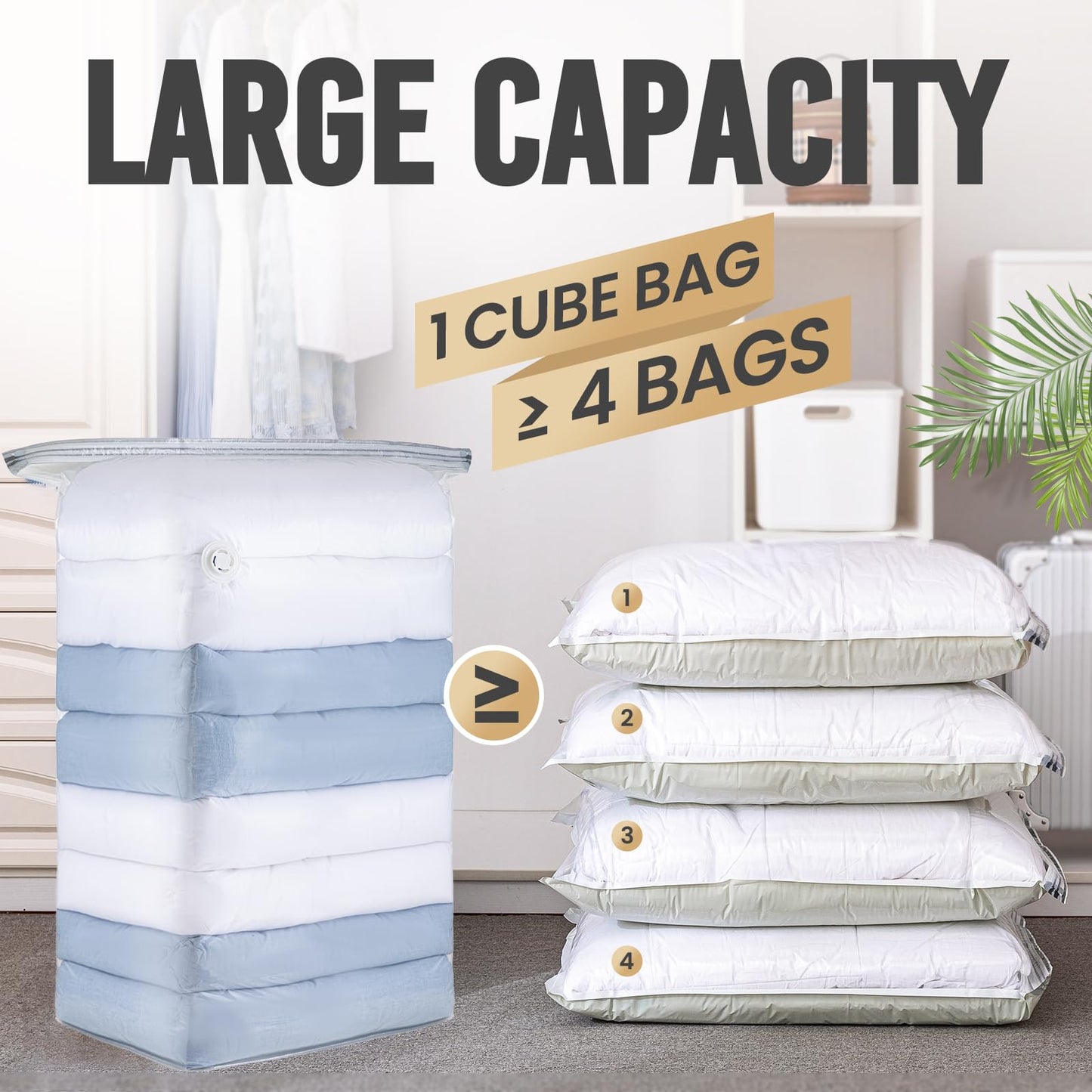 TAILI 12 Pack Vacuum Storage Bags, Jumbo Cube 31x40x15 Inch, Extra Large Vacuum Seale Bags for Comforters Blankets, Bedding, Clothing, Space Saver Closet Organization, Clear